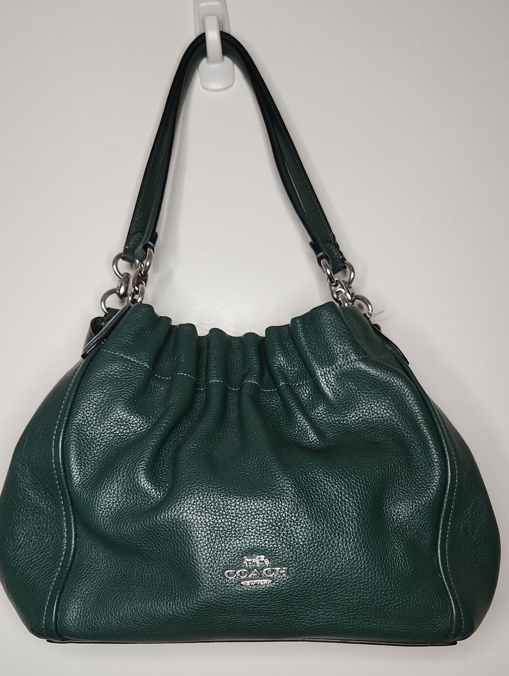 COACH Dk. Ivy/Silver pebbled leather Maya. EUC Preloved item sold as is